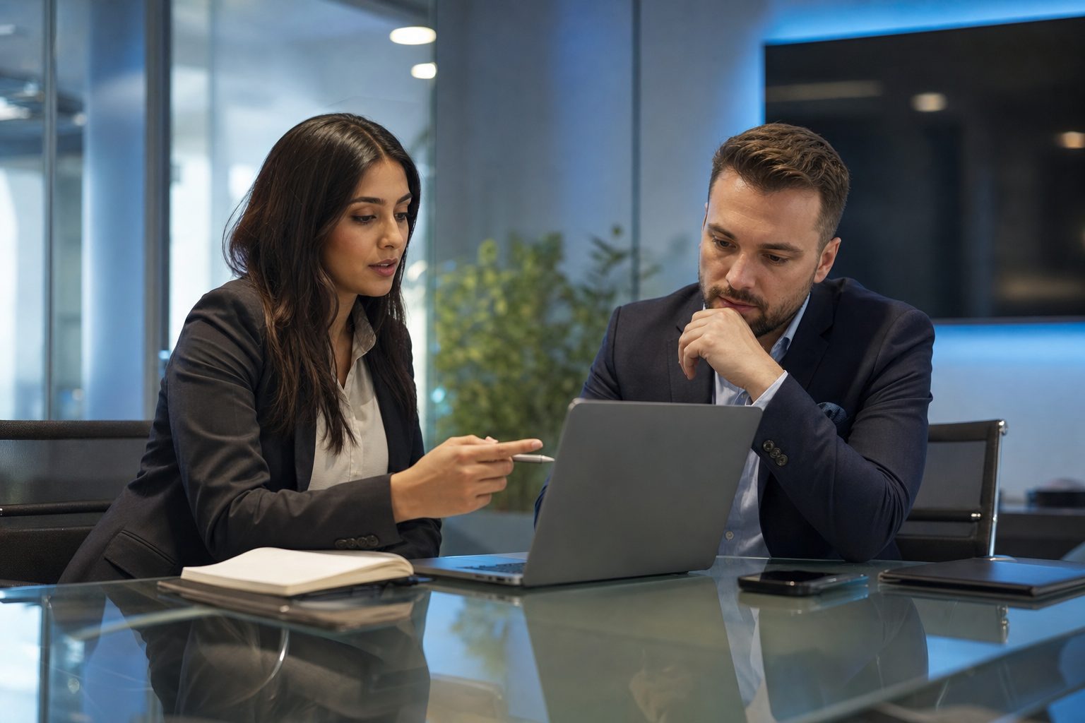 AI consulting strategy session in a modern office